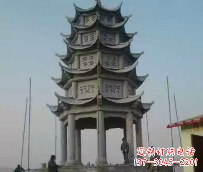 杭州精美绝伦的多层凉亭石雕
