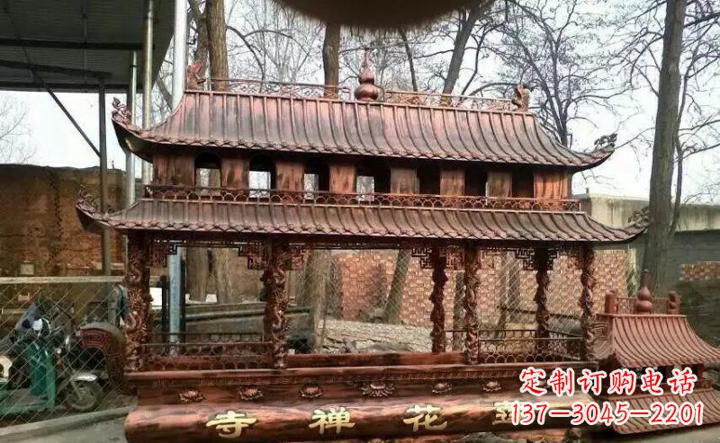 杭州方形寺庙香炉铜雕