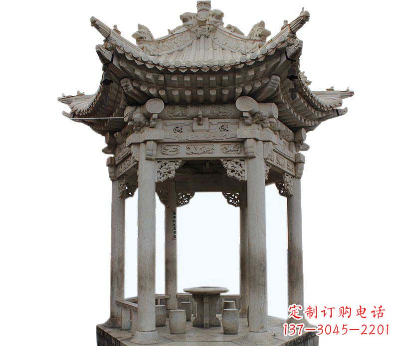 杭州精美仿古六角凉亭石雕
