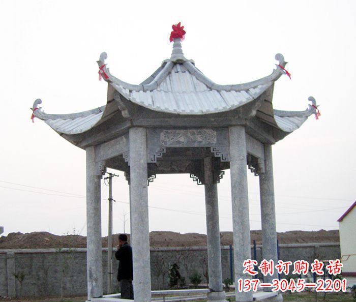 杭州仿古六角石凉亭雕塑