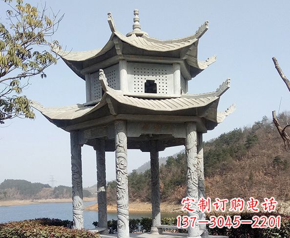 杭州仿古六角双层凉亭石雕