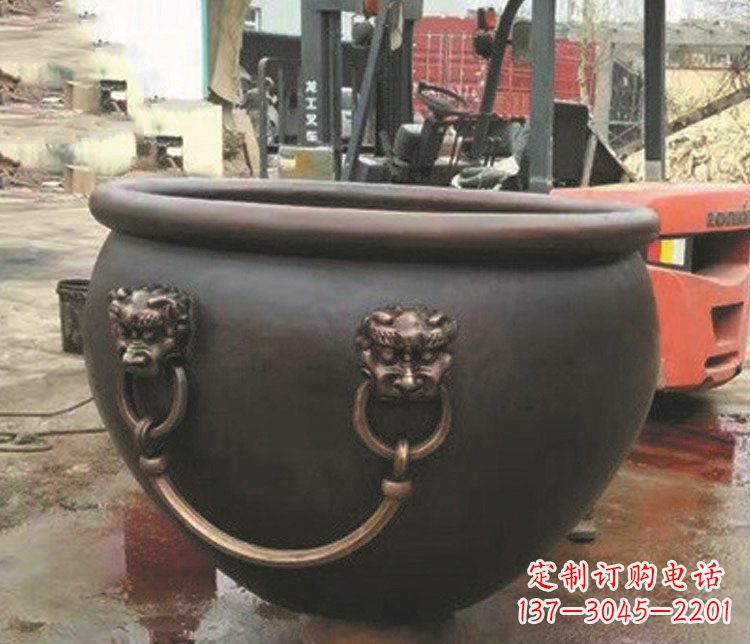 杭州非凡形态的铜雕狮子头水缸