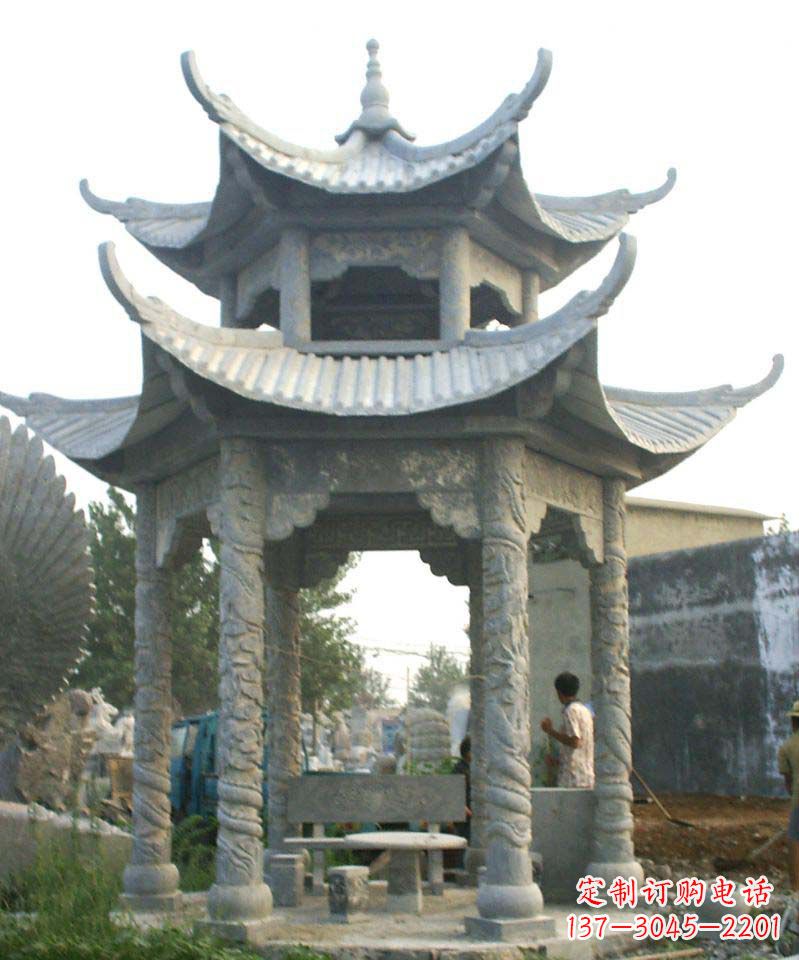 杭州传统工艺石雕凉亭,精美细致,给你温馨家园