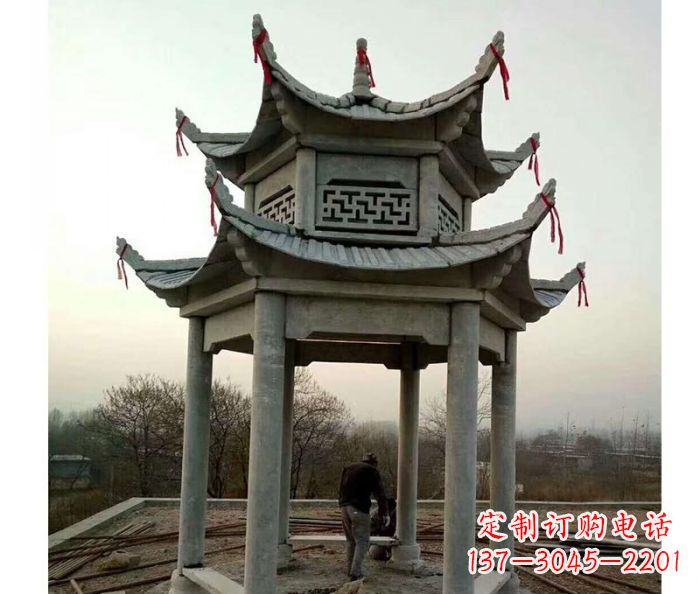 杭州仿古双层石雕凉亭