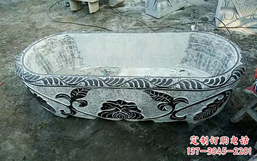 杭州风格独特的仿古石头水缸雕塑