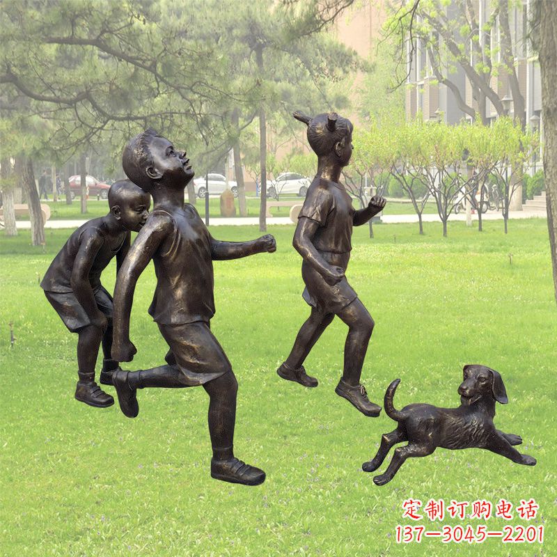 杭州仿铜跑步小孩雕塑