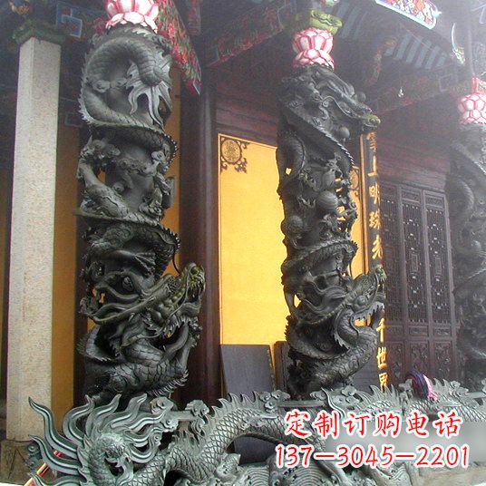 杭州高浮雕铜雕盘龙柱