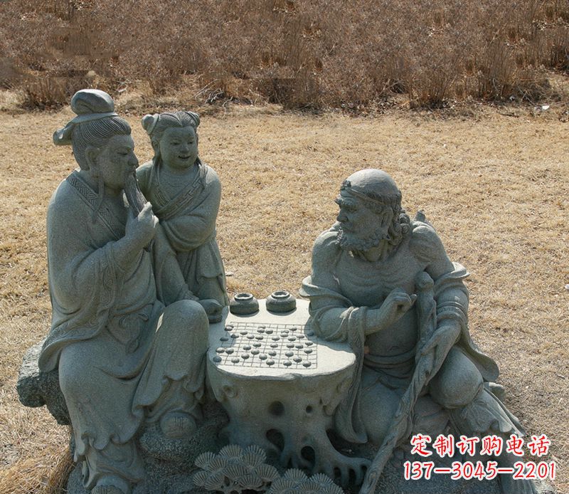 杭州八仙下棋铜雕塑