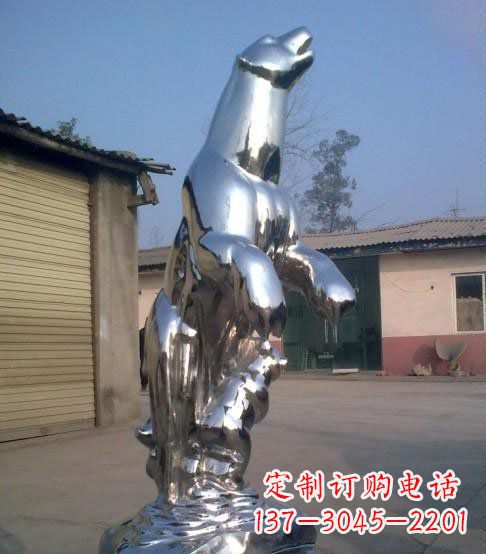 杭州公园不锈钢抽象北极熊动物雕塑