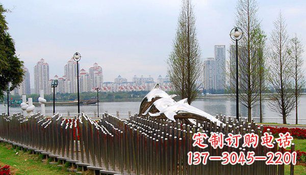 杭州动物主题不锈钢海豚雕塑