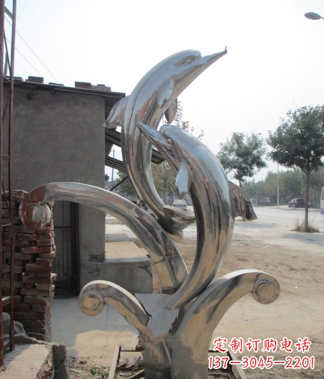 杭州倾情展示——室外可靠不锈钢海豚雕塑