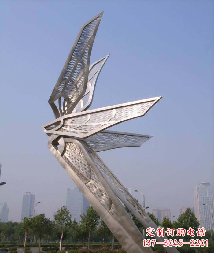 杭州大型不锈钢蝴蝶翅膀雕塑
