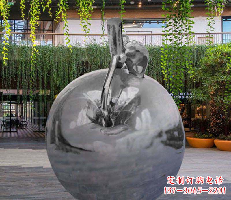 杭州公园时尚不锈钢镜面苹果雕塑