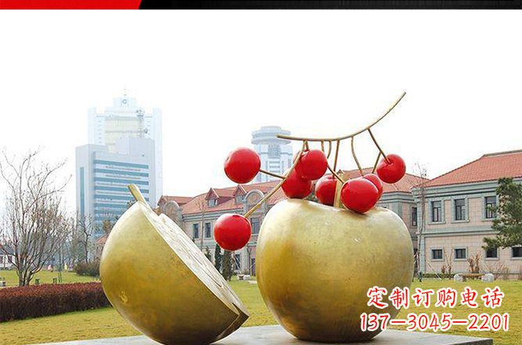 杭州公园不锈钢苹果樱桃雕塑