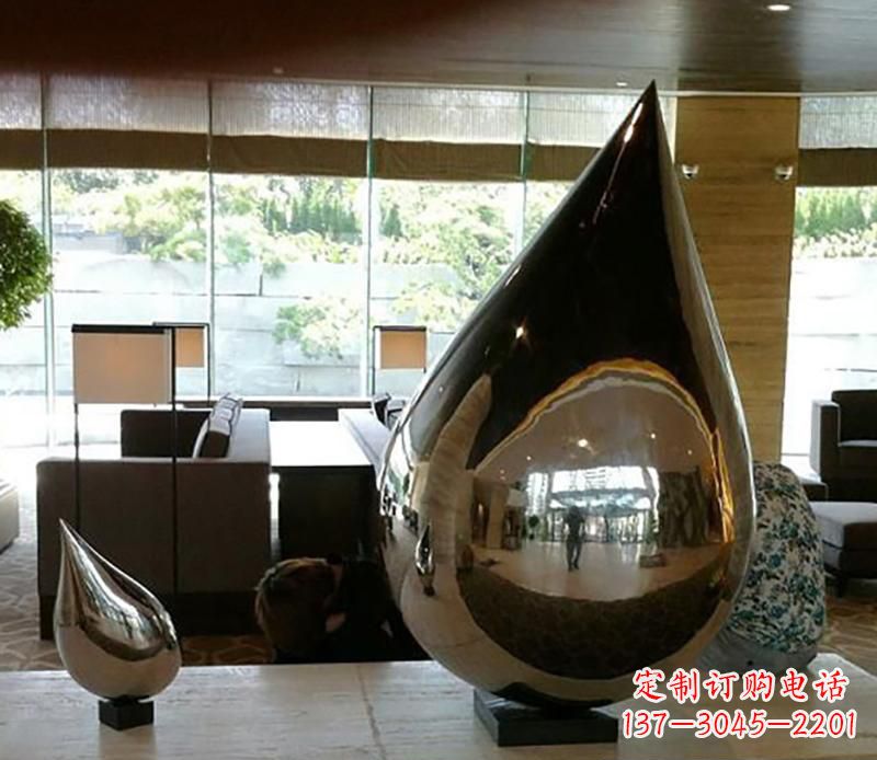 杭州公园不锈钢水滴球景观雕塑
