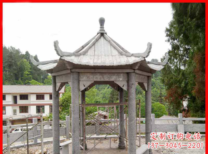 杭州精美大理石六角石凉亭雕塑