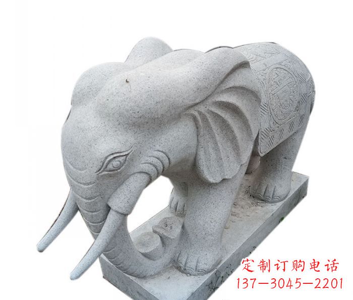 杭州公园动物大理石大象石雕摆件