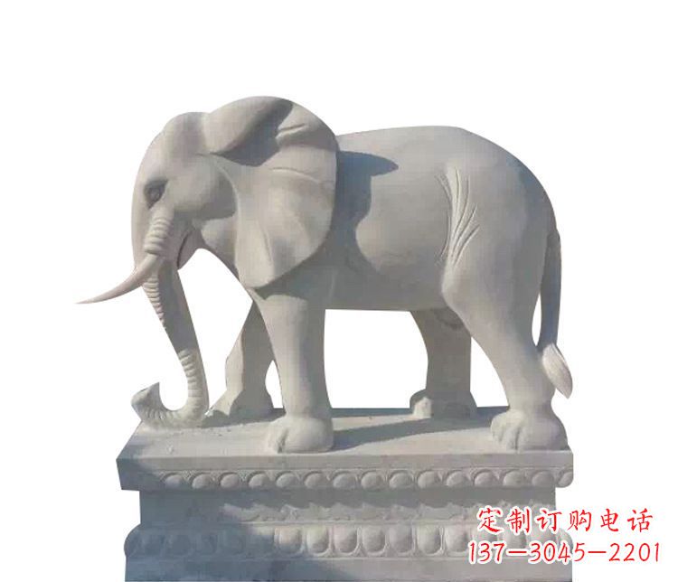杭州公园汉白玉大象动物石雕