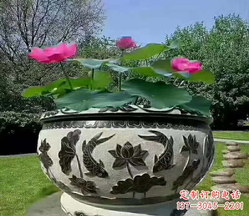 杭州唯美鲤鱼水缸雕塑