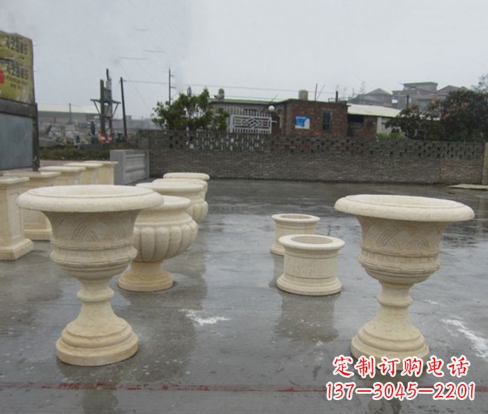 杭州完美绽放——大理石花盆石雕