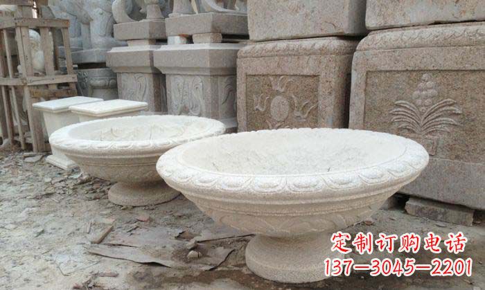 杭州细腻雅致的大理石花盆石雕