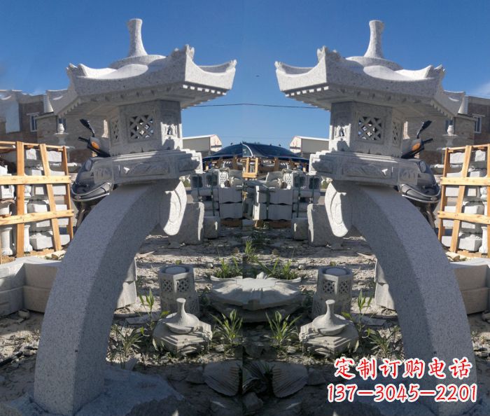 杭州精美大理石镂空石灯雕塑