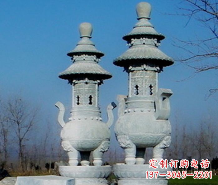 杭州公园景观仿古石雕香炉