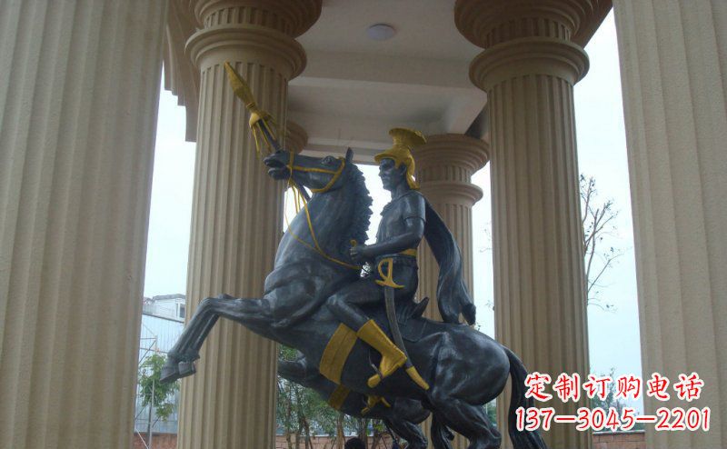 杭州公园骑马的罗马士兵人物铜雕