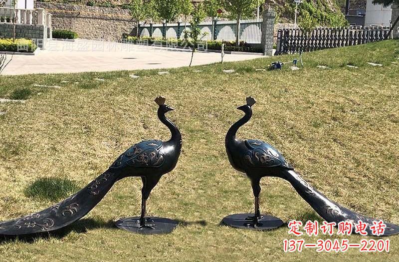 杭州公园青铜孔雀雕塑