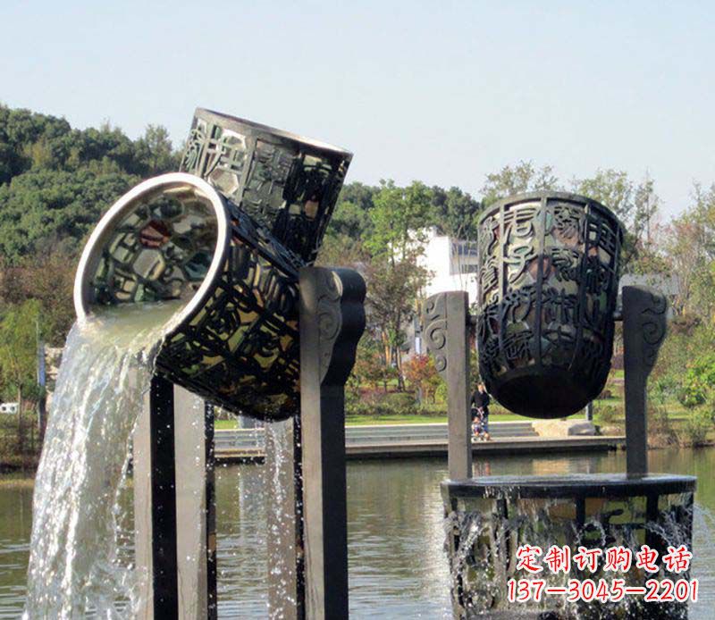 杭州精美的铜制公园水缸喷泉雕塑