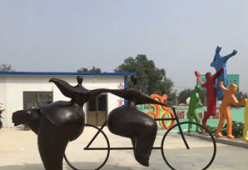杭州青春无悔，精致自行车雕塑