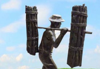 杭州精美老人铜雕，传承古代挑柴精神
