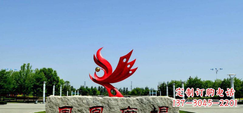 杭州广场不锈钢抽象凤凰雕塑 (3)