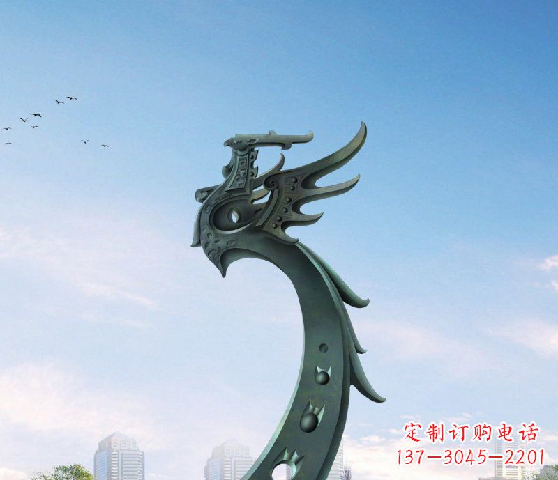 杭州中领雕塑|抽象凤凰不锈钢雕塑
