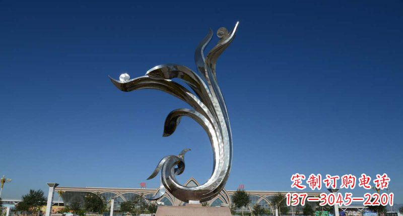 杭州优雅迷人的不锈钢抽象凤凰雕塑