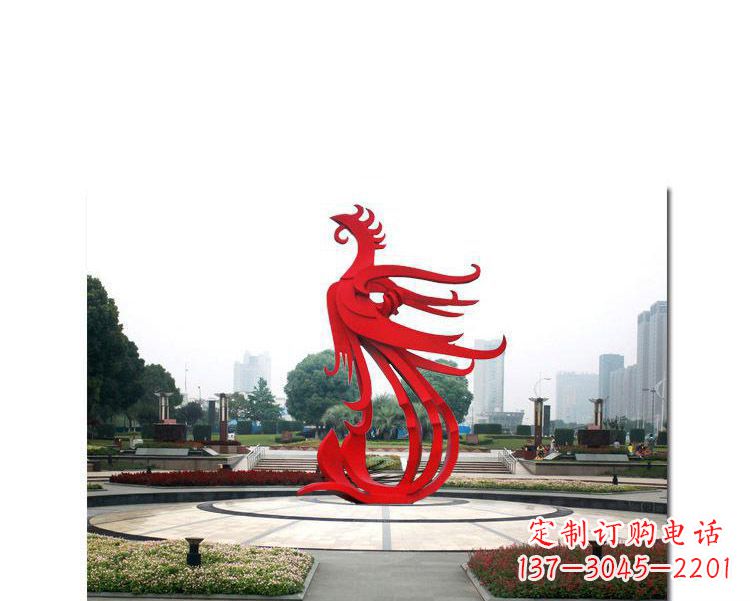杭州古韵雕塑:不锈钢飞翔凤凰雕塑