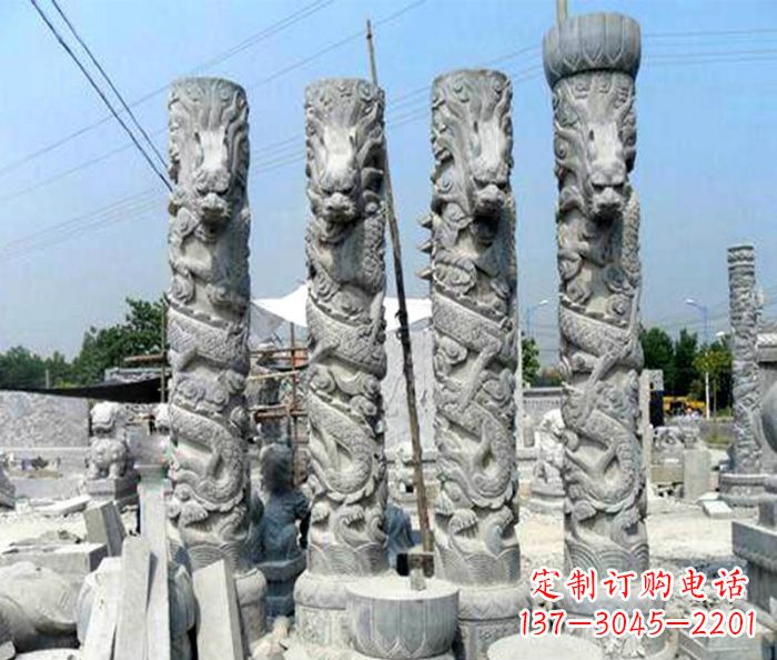 杭州广场景观大理石龙柱石雕 (4)