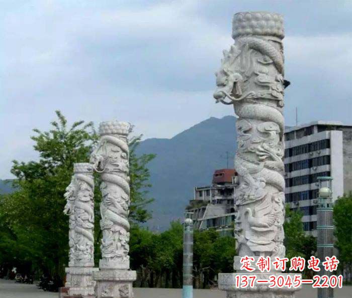 杭州广场景观大理石龙柱石雕 (3)