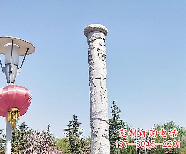 杭州广场景观大理石龙柱石雕 (6)