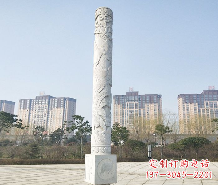 杭州真实而细腻的大理石龙柱石雕