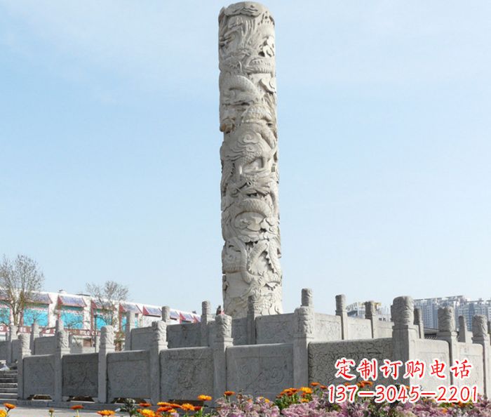 杭州广场景观大理石龙柱石雕_1 (2)
