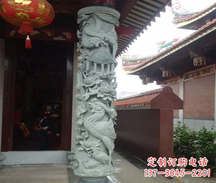 杭州大理石龙柱雕塑,为室内景观带来活力