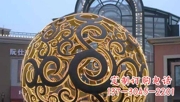 杭州广场镂空球喷泉不锈钢雕塑