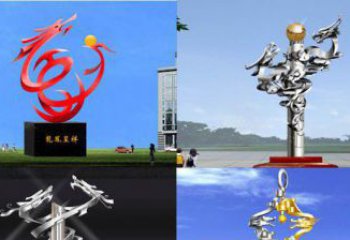 杭州中领雕塑：传递意义的龙凤呈祥不锈钢雕塑