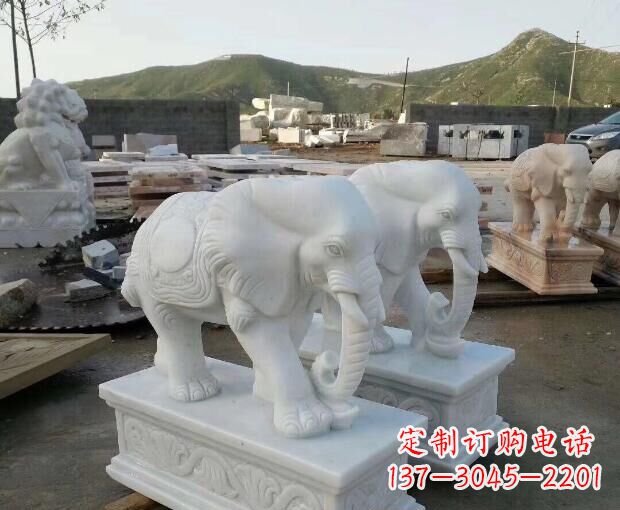 杭州高雅大气的汉白玉吉祥大象门口雕塑