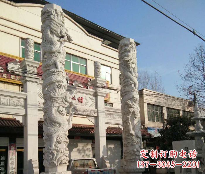杭州景区大理石龙柱石雕 (2)