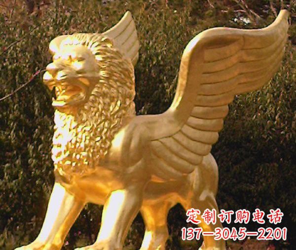 杭州鎏金西洋狮子飞狮铜雕,尊贵非凡