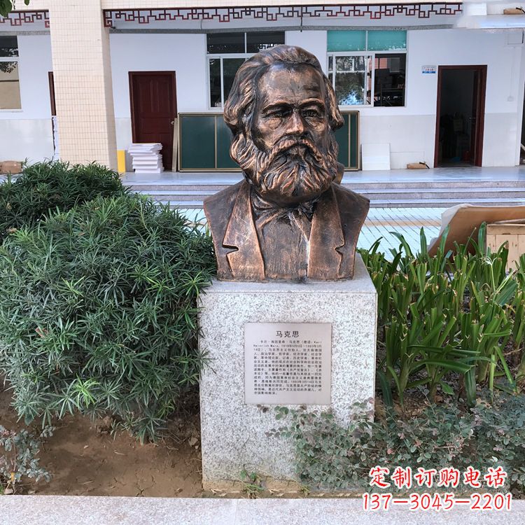 杭州马克思铸铜头像雕塑，记录校园历史精彩