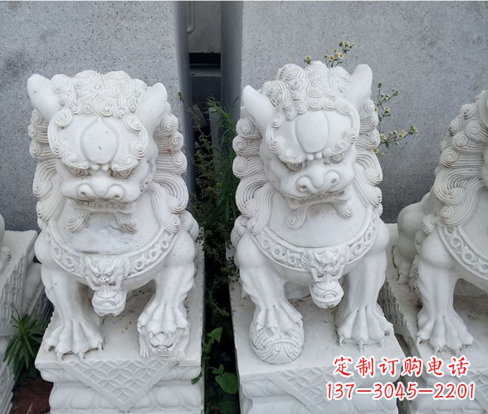 杭州企业景观大理石狮子石雕 (5)