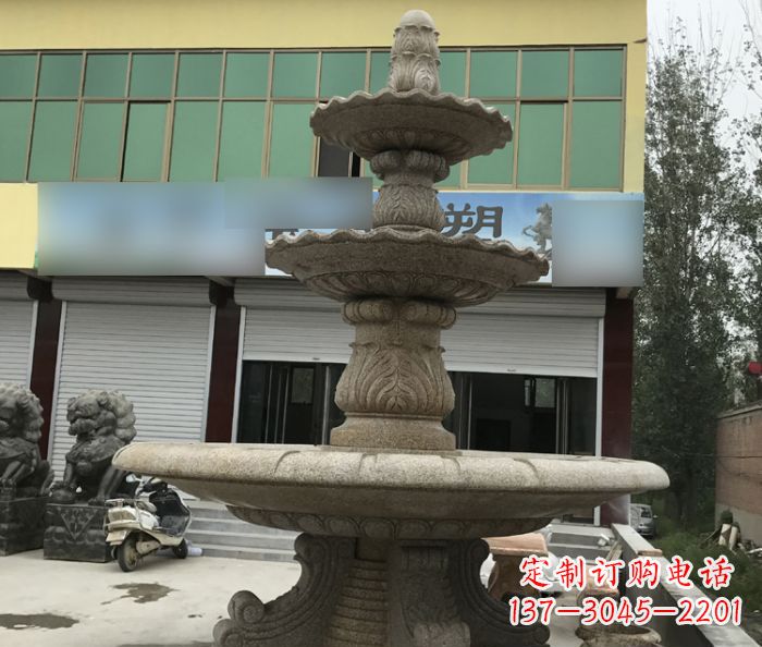 杭州三层砂岩喷泉欧式石雕,定制专属你的雕塑